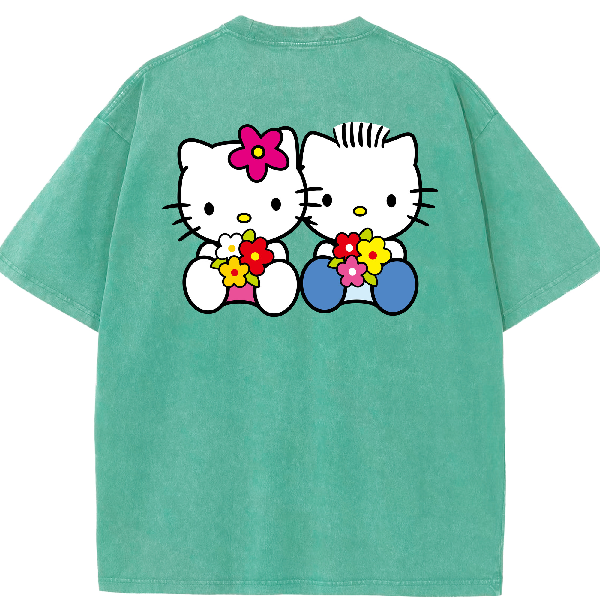 （画像用） Hello Kitty ハローキティ 綿100% ヴィンテージ風 半袖Tシャツ（背面プリント）